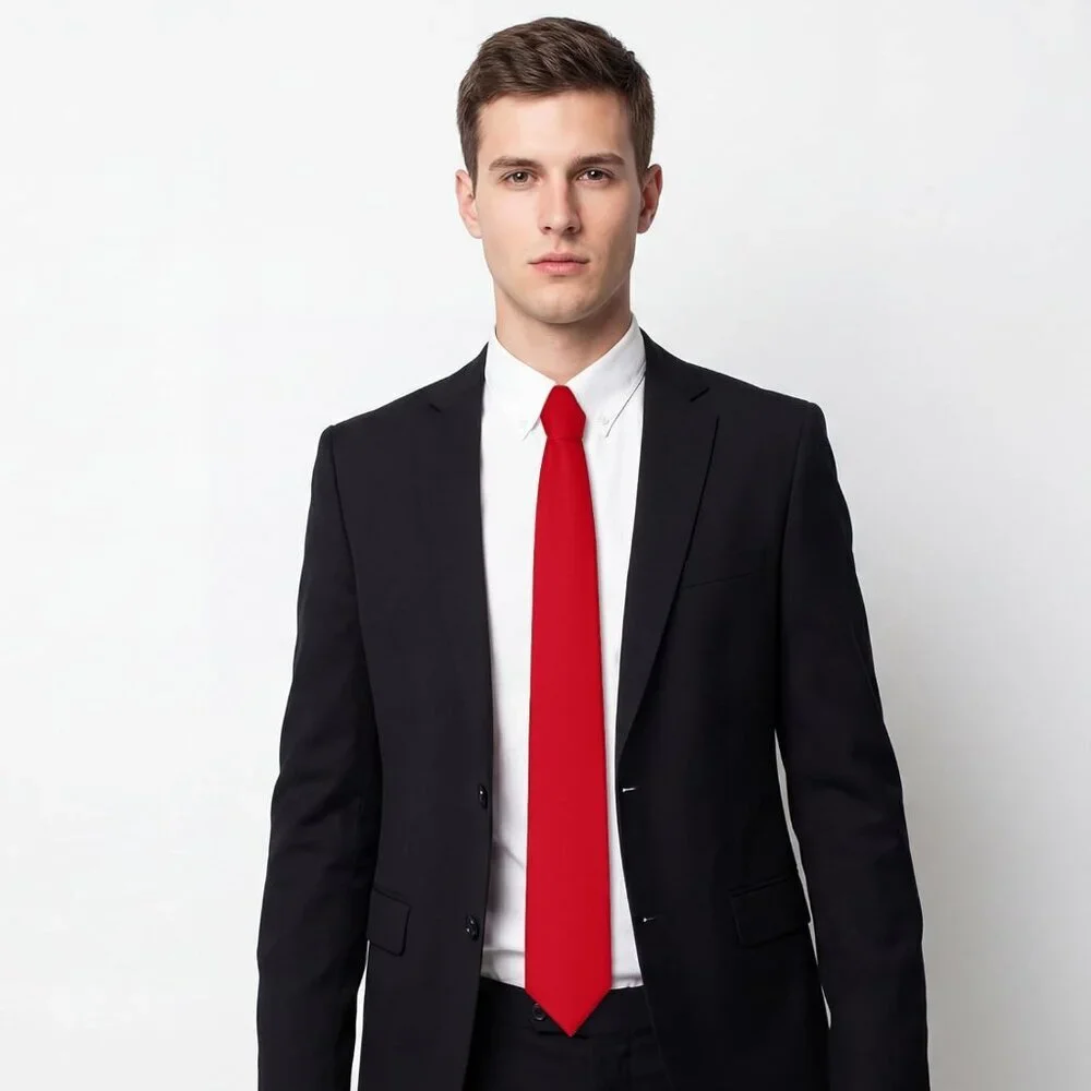 Men's Red Solid Pure Color Formal 3.15